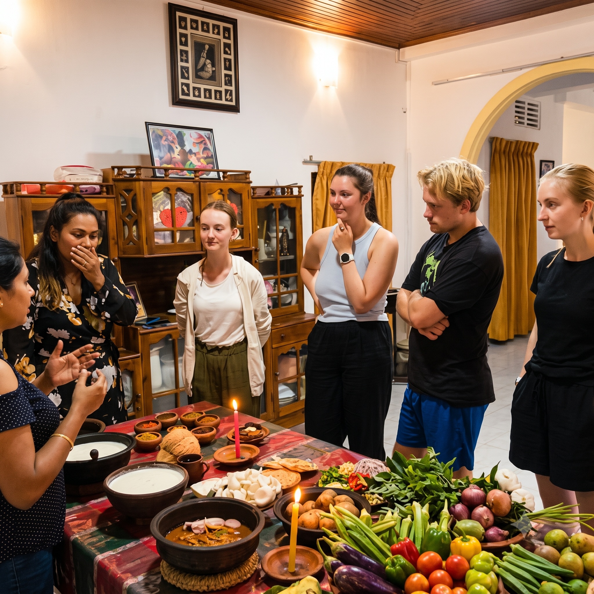 Cooking Sri Lankan dishes together at LP Residence